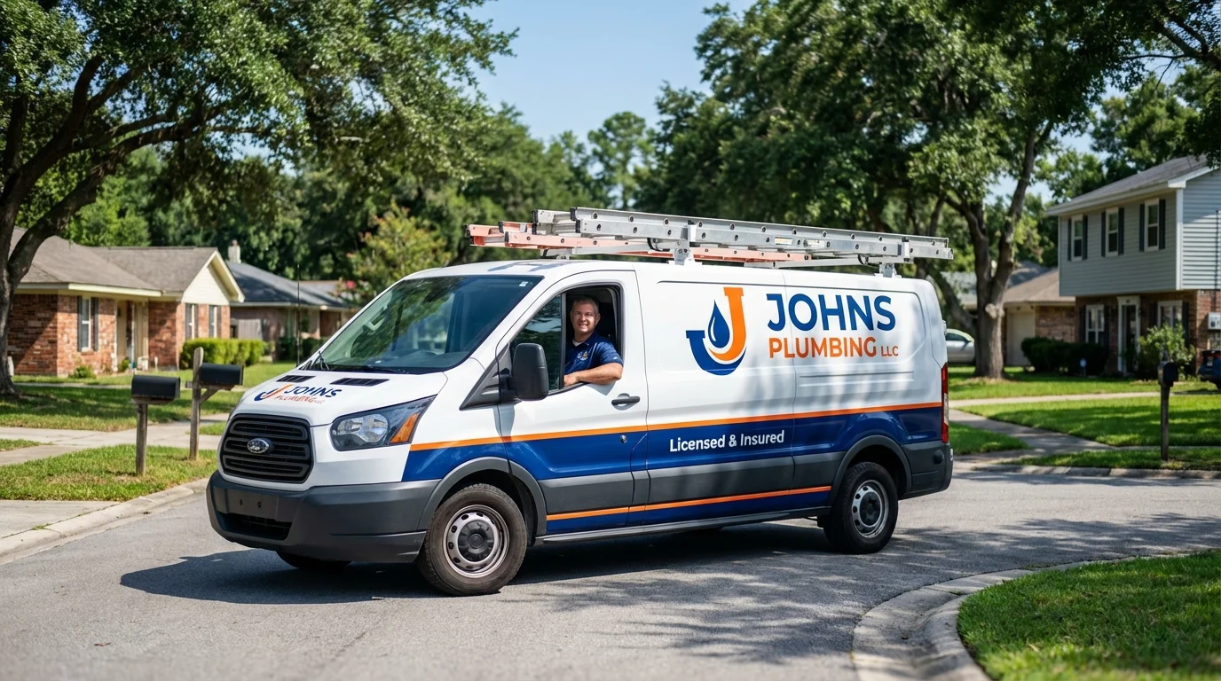 Johns Plumbing LLC service van in Homestead, PA