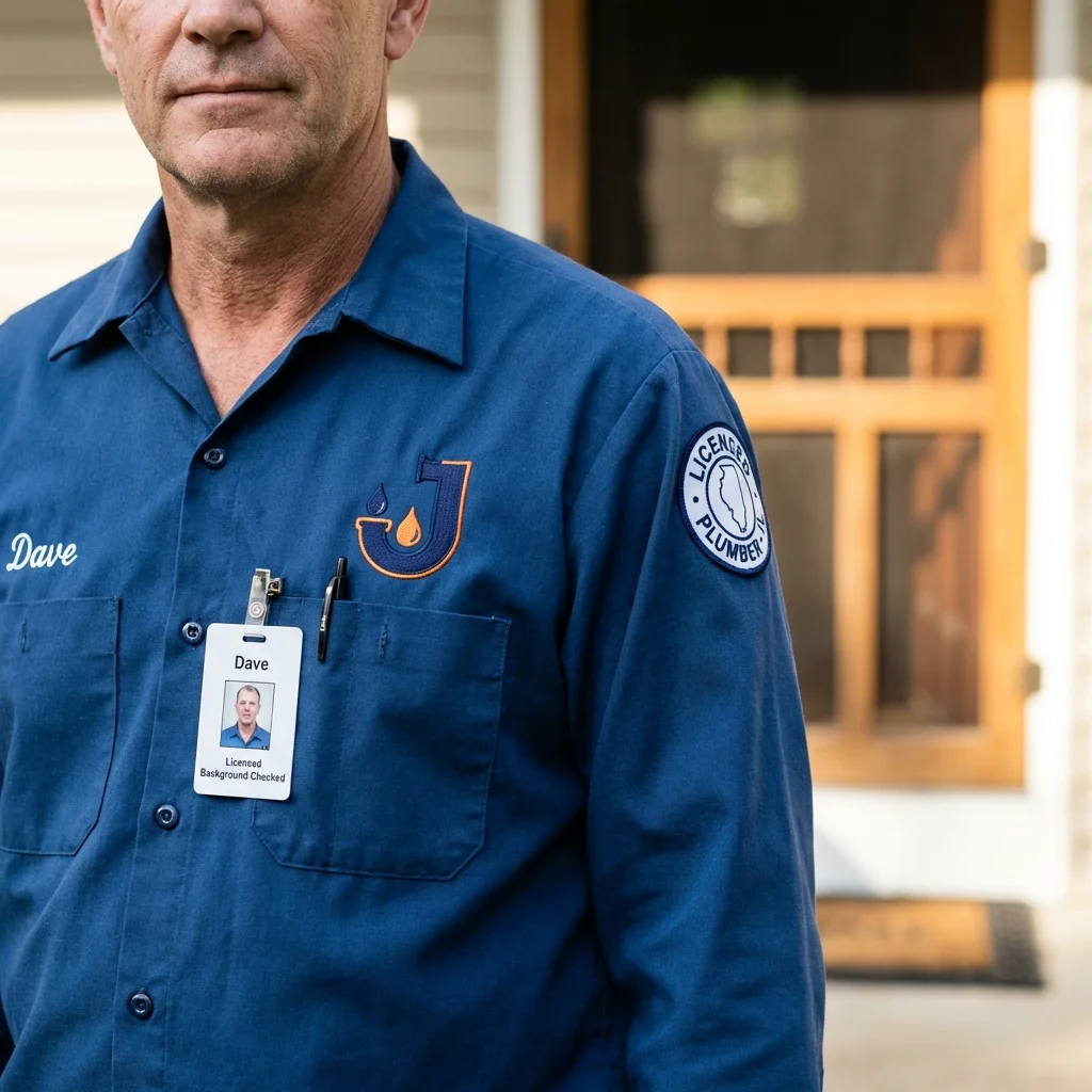 Licensed plumber showing ID badge in Homestead, PA