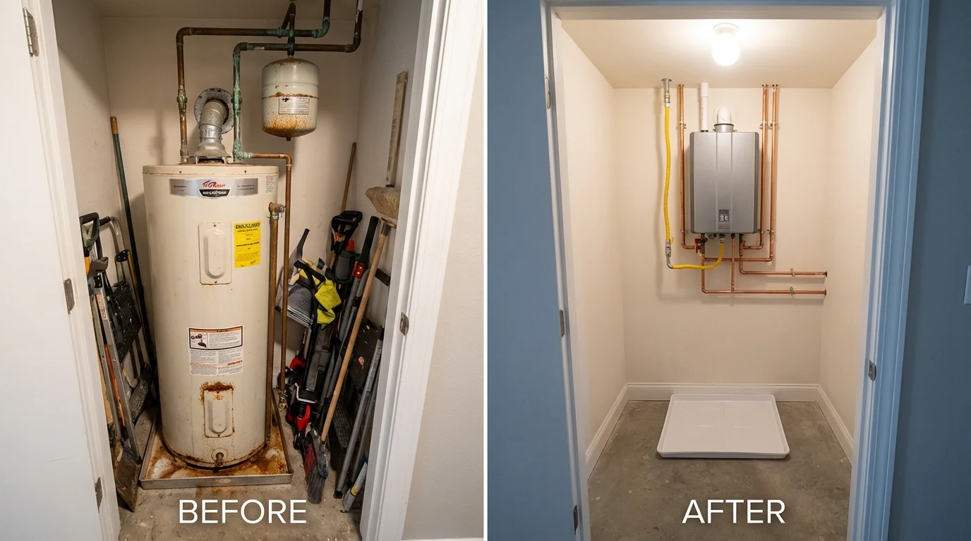 Tank water heater versus wall-mounted tankless unit comparison for Homestead, PA homeowners