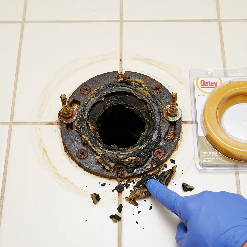 Failed wax ring showing water seepage at the base of a toilet in a Homestead, PA home